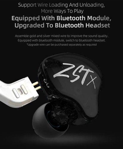 High-End In Ear Kopfhörer KZ ZSTx Pro Mic Black Messing In-Ear Premium Ohrhörer - Picture 10 of 13