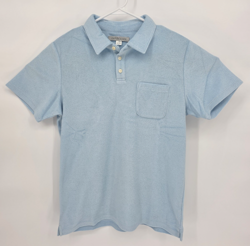 NEU Outerknown Herren Frottee Poloshirt M Medium Strand Surf Oberteil hellblau