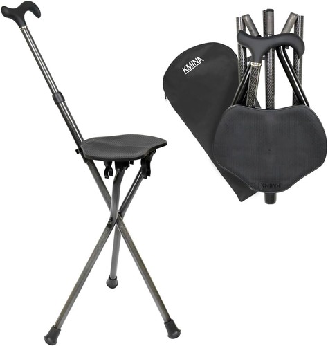 Carbon Fiber Folding Walking Cane with Seat - Adjustable and Lightweight Support - Picture 3 of 8