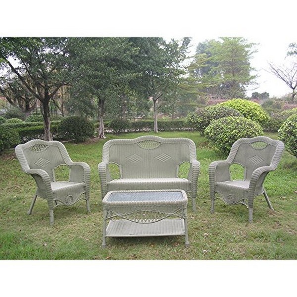 International Caravan 3194-AM Riviera 4-Piece Outdoor Seating Group Antique Moss International Caravan 3194-AM Riviera 4-Piece Outdoor Seating Group Antique Moss