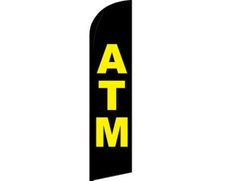 ATM Black / Yellow Windless Banner Advertising Marketing Flag
