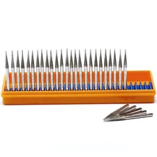 30Pcs Diamond Coated Conical Pointed Nose Head 3.2mm Grinding Needle Burrs Tools