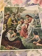  Litho In USA 536 Jesus Blessing Little Children Unframed 6.25 x 8.25”