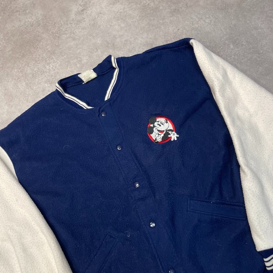 Mickey & CO Letterman Bomber Jacket Mens Vintage Patch Coat, Navy, Large image 4