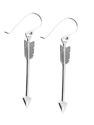 Arrow Earrings - 925 Sterling Silver - Dangle Earrings Archery Bow Arrows NEW