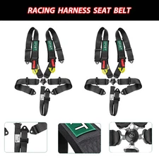 Pair 5 Point Racing Harness Camlock Quick Release Safety Seat Belt Black ATV UTV