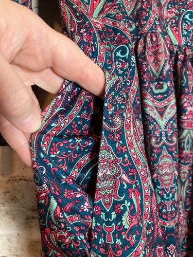 Reborn Babydoll Dress Women Large Dark Paisley Print Pockets Ultra Stretch Flowy - Picture 13 of 13