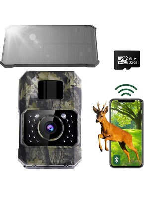 Solar Trail Camera 48MP 30FPS, Wifi Bluetooth Game Camera with