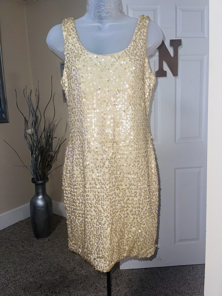as u wish gold sequin dress Bodycon Sleeveless Size L NWT Bling Dress Sequin midi dress
