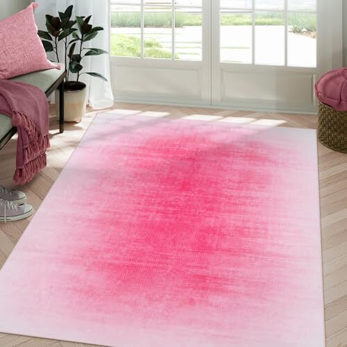 5x7 Area Rugs for Bedroom Girls, Contemporary Ombre Nursery Rug 5'x7' Hot Pink - Picture 2 of 8