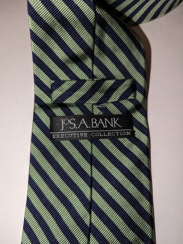 Jos. A. Bank Executive Collection Krawatte 100 % Seide grün blau gestreift - Bild 3 von 9