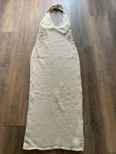 pretty little thing Beige Maxi Halter Neckline Knitted Dress S
