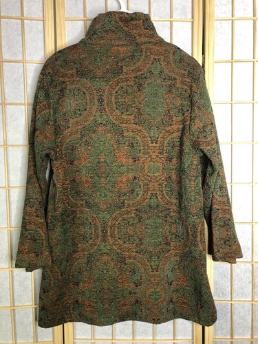 Habitat Tapestry Jacket Womens XL Green Blazer Coat Opulent Brocade Wearble Art - Picture 2 of 16