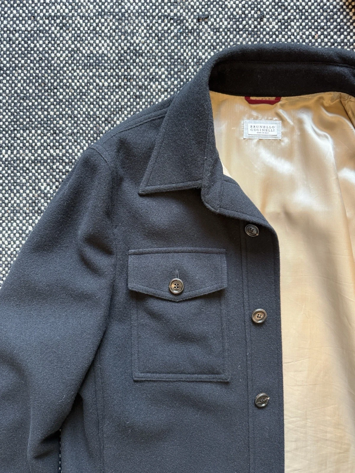 Brunello Cucinelli Cashmere Shirt Jacket, Lined, Black, Size 48 (medium). $6,495 image 5
