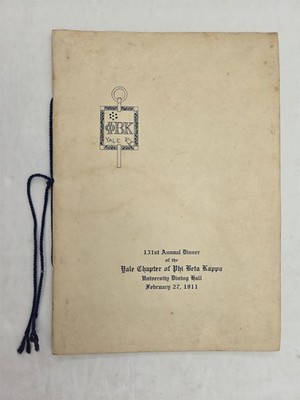 1911 antique YALE UNIVERSITY PHI BETA KAPPA MENU new haven ct DINNER PROGRAM
