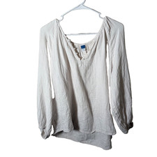 Old Navy Blouse Womens XL Ivory Gauze Casual ...