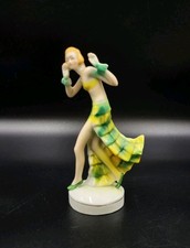 Vintage Art Deco Dancer, Flapper Figurine, Hand-painted 