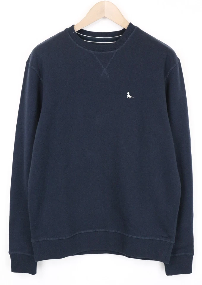 JACK WILLS Sweatshirt Homme S Bleu Marine Col Rond Jersey Coton Flanelle - Photo 2/4