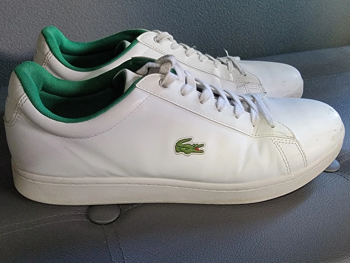 Lacoste Mens Hydez 119 White Leather Sneakers Green Lining Tennis