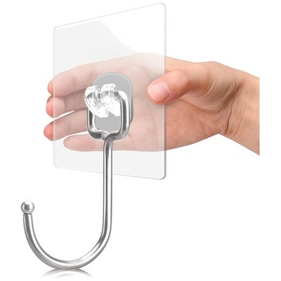 50 Pack Clear Adhesive Hooks - Rust-Proof, 37lbMax