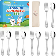 10 Pieces Stainless Steel Toddler Utensils Set - Food Grade Kids Silverware Set