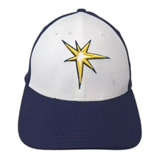 New Era Tampa Bay Rays MLB 39THIRTY Stretch Fit Hat Blue White Size L Sunburst