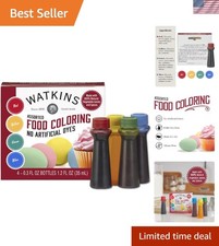 Assorted Liquid Food Coloring Set   Red, Yellow, Blue, Green  100 Plant-Based