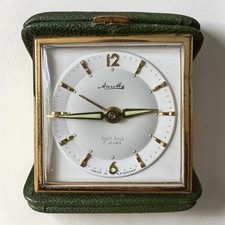 Vintage Mauthe 8 Day 7 Jewels Deutscher Reisewecker gr&uuml;nes Geh&auml;use funktioniert
