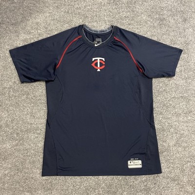 Nike Pro Combat Minnesota Twins Shirt Mens Large Blue MLB Baseball Dri-FIT