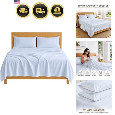 100% Egyptian Cotton Sheets King Size   600 Thread Count Sheets Set, Soft, Co...