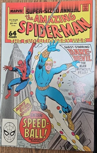1988 AMAZING SPIDERMAN ANNUAL #22 Frenz Bagley art 1st app Speedball Daredevil