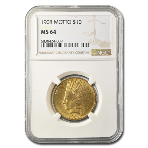 1908 $10 Indian Gold Eagle w/Motto MS-64 NGC