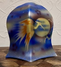 Art Deco Oriental Crane Bird Stencil Glass Lamp Light Shade Pendant Vintage 30s