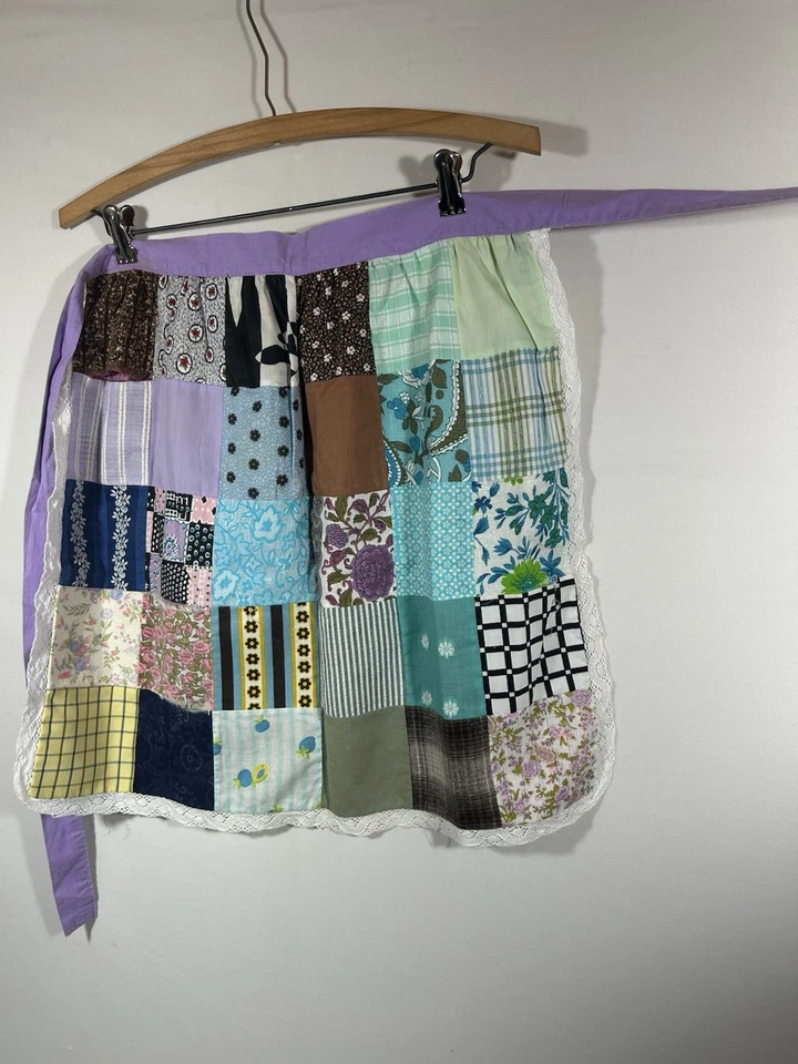 Delantal de cintura vintage de hasta 62"x19" mezcla de retazos tela acolchada núcleo de cabaña Foto 3 de 4