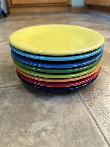 Fiesta ~ Mixed Color Lot Of 8 - 7 1/4” Salad Plates Fiestaware