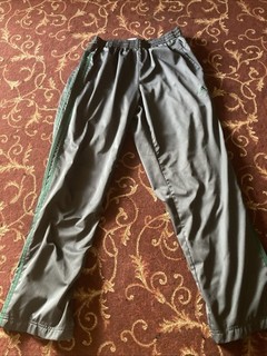 adidas Climalite Climaproof Track Straight Leg Ankle Pants Green Stripe Large