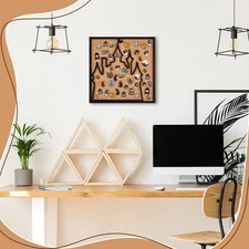 Square Castle Pin Board Cork Board 11.8X11.8Inch Bulletin Display Board Wall