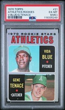 1970 TOPPS VIDA BLUE/GENE TENACE #21 ATHLETICS ROOKIES PSA 6 MC