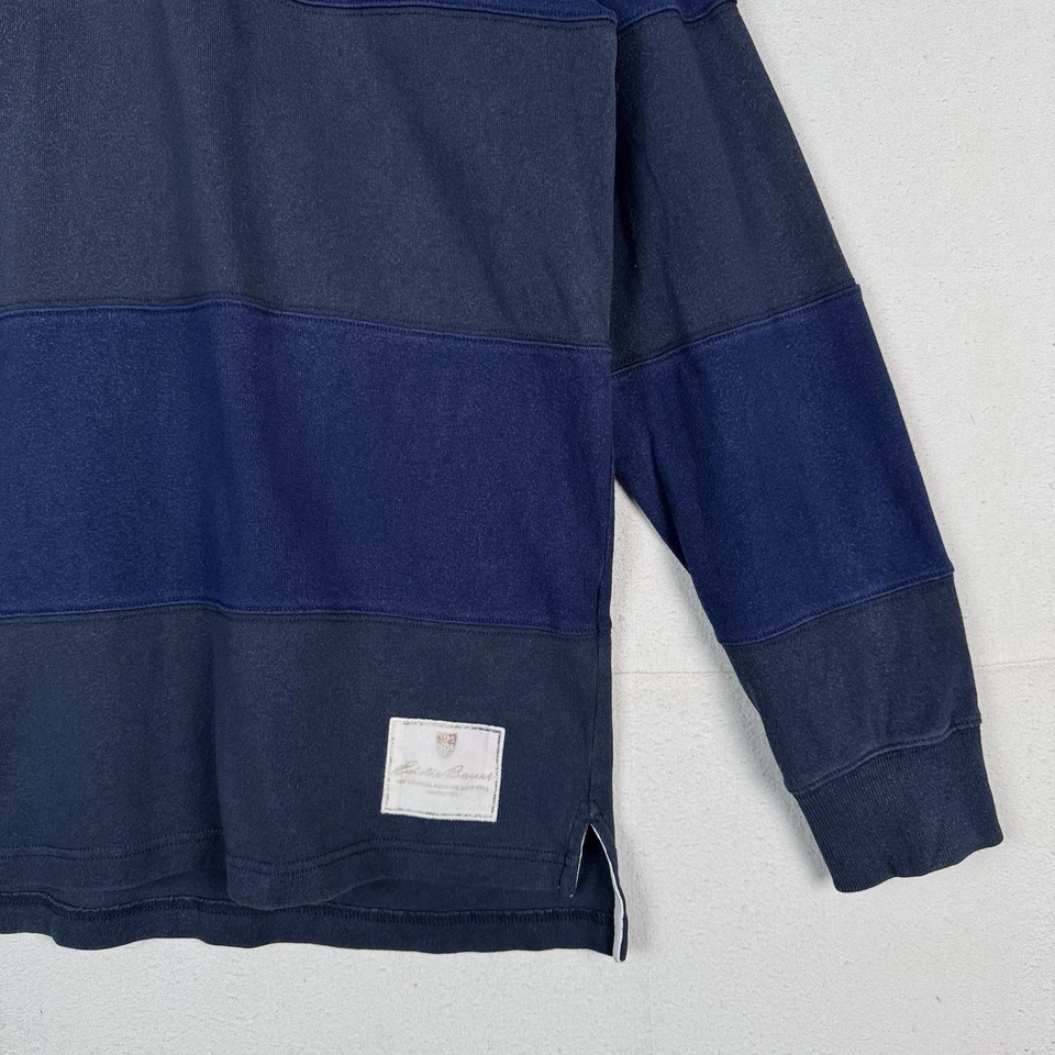 Polo de rugby Eddie Bauer para hombre grande azul a rayas cuello manga larga *Leer Foto 4 de 4