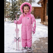 Obermeyer Debutant Preschool Girl Pink Belted One-Piece Ski Snow Gorpcore Suit 2