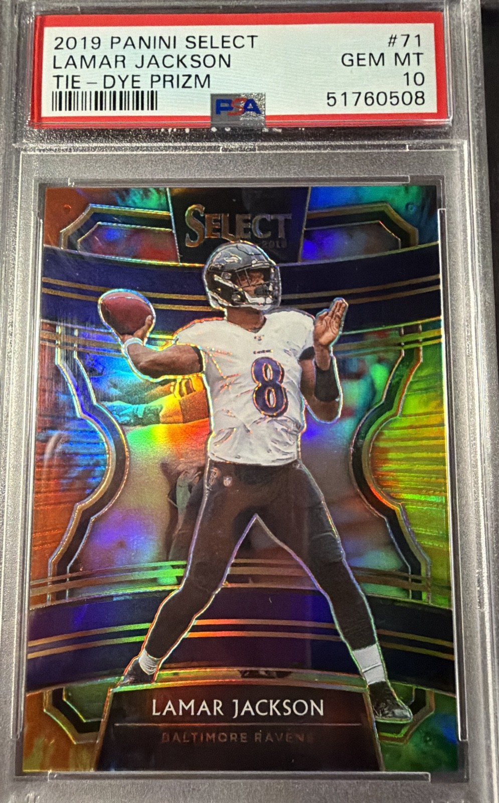 2019 Panini Select - Concourse Lamar Jackson #71 Tie-Dye Prizm /25