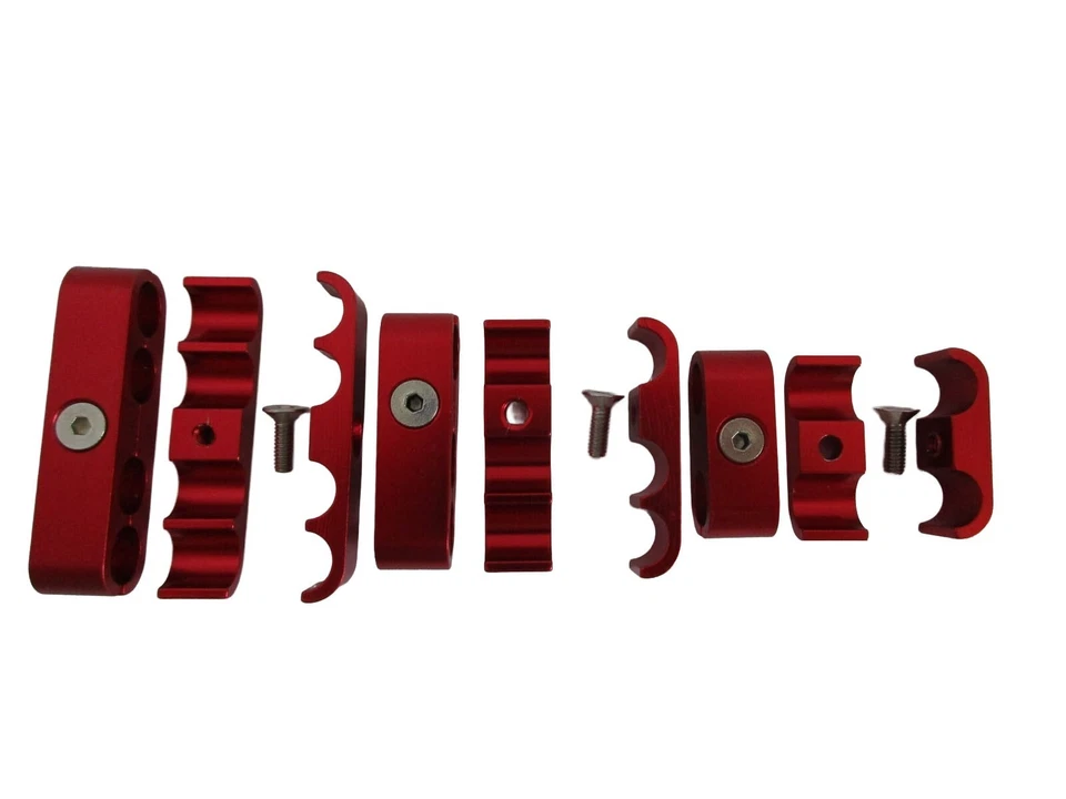 Juego de 6 separadores de cables de bujía roja - estilo de carrera se adapta a 8 mm, 9 mm, 10 mm Foto 2 de 4