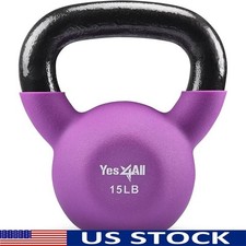 Cast Iron Neoprene Kettlebell Solid Weight Set W/ Ergonomic Handle Home Fitness