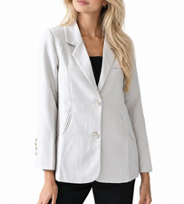 White Blazer Single Breasted Button Front Formal Workwear Jacket
