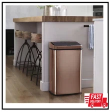 Touchless Motion Sensor Trash Can Gold Stainless Steel, 3 Gallon Kitchen Garbage
