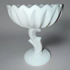 Vintage Milk Glass "Lotus Blossom" Tall Footed Compote Indiana Glass Co.