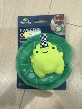 Itzy Ritzy Sensory Crinkle Cute Frog Lilypad Teether, Plush Velour Silicone NEW