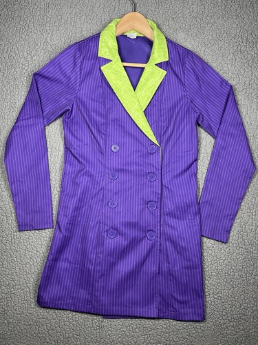 Joker Dress Jacket DC Batman Womens Small Costume Cosplay Purple Button Stripe