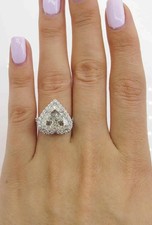 5.88ct Heart Cut Halo Lab Created Diamond Engagement 14K White Gold Finish Ring