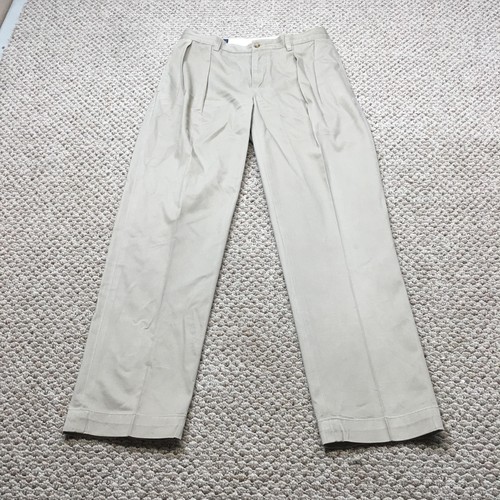 Polo Ralph Lauren Ethan Herrenhose 32 x 32 khaki plissiert 100 % Baumwolle elegante Chino